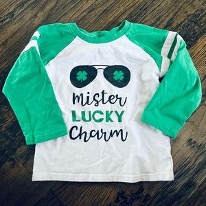 Boys 3T-4T white & Green St. Patrick’s day long sleeve shirt